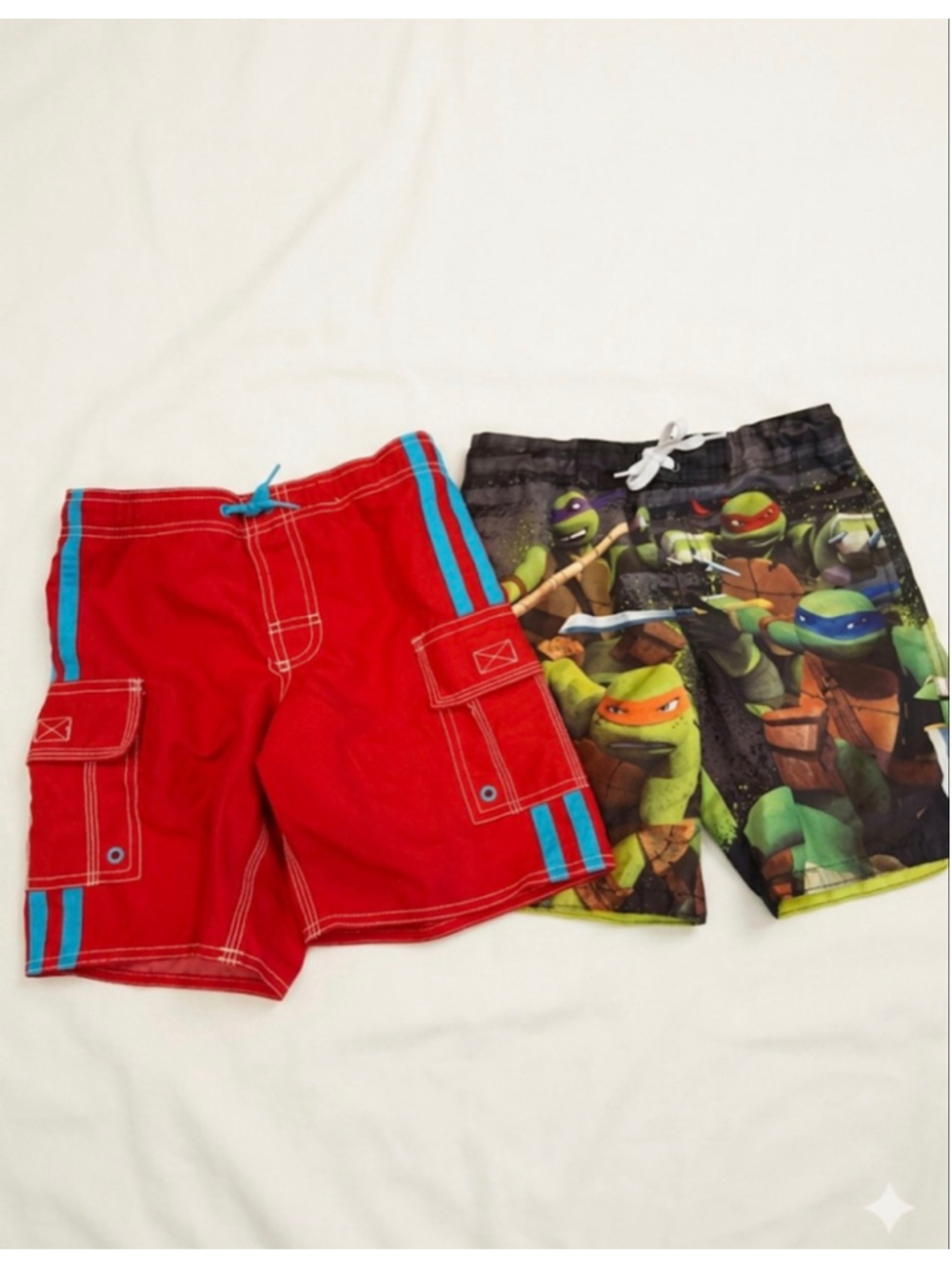 Boys Old Navy Swim Trunks XS Red Blue & Teenage Mutant Ninja Turtles
